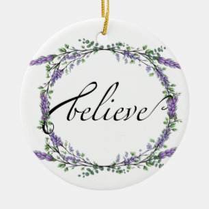Blommigten Lavender och Eucalyptus vattenfärgen Tr Julgransprydnad Keramik