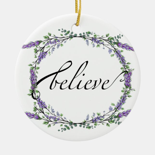 Blommigten Lavender och Eucalyptus vattenfärgen Tr Julgransprydnad Keramik (Framsidan)