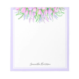 Blommigten Lavender Tulips Bouquet Vår Vibes Anteckningsblock