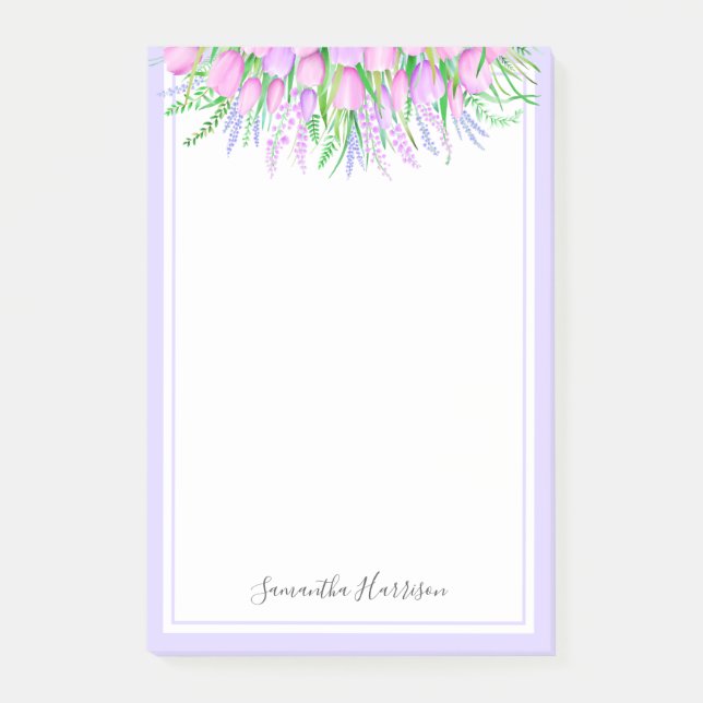 Blommigten Lavender Tulips Bouquet Vår Vibes Post-it Block (Framsida)