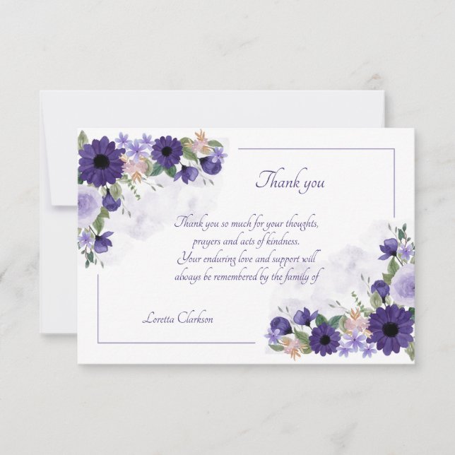 Blommigten Lavender Watercolor Sympmtom - Tack (Framsida)