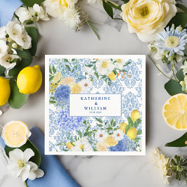 Blommigten Lemon Mediterranean Tile Blue and Gult Pappersservett