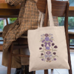 Blommigten lila Bows and Blommars Tygkasse<br><div class="desc">Boho och rustik tote-väska med hand plockade som illustration av knärör och blommor i lila.</div>