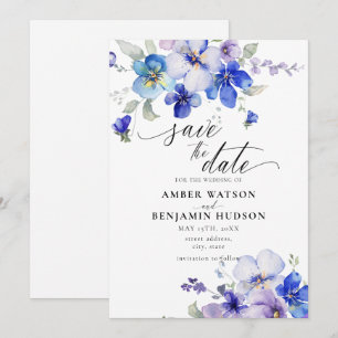 Blommigten lila Dusty Blue Lavender Spara datum Inbjudningar