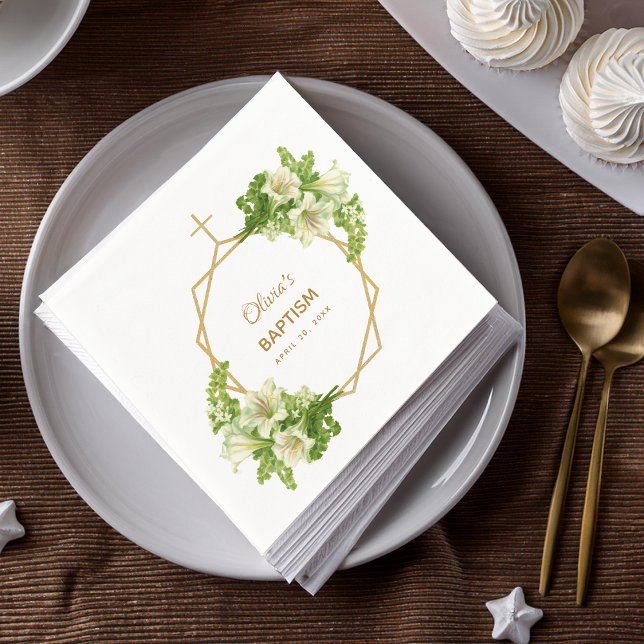 Blommigten Lilies Guld Kor Geometric  för flicka B Pappersservett (Skapare uppladdad)