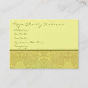 Blommigten Lime och Guld Damask - Visitkort