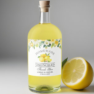 Blommigten Limoncello Watercolor Lemons Spritflaskor Etikett