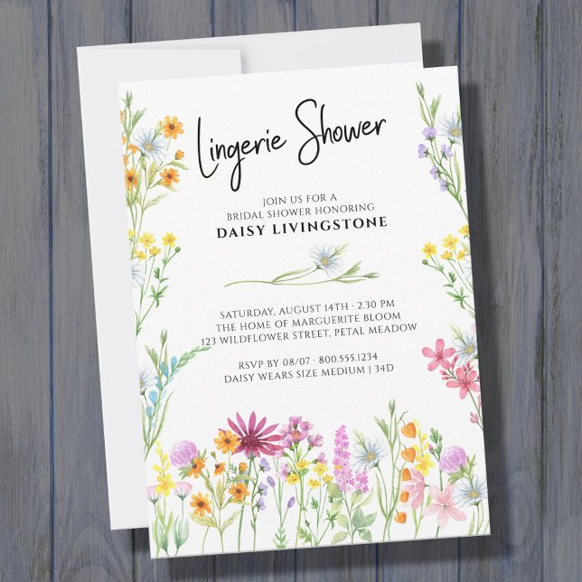 Blommigten Lingerie Shower för Söt av Wildblommor Inbjudningar (Skapare uppladdad)