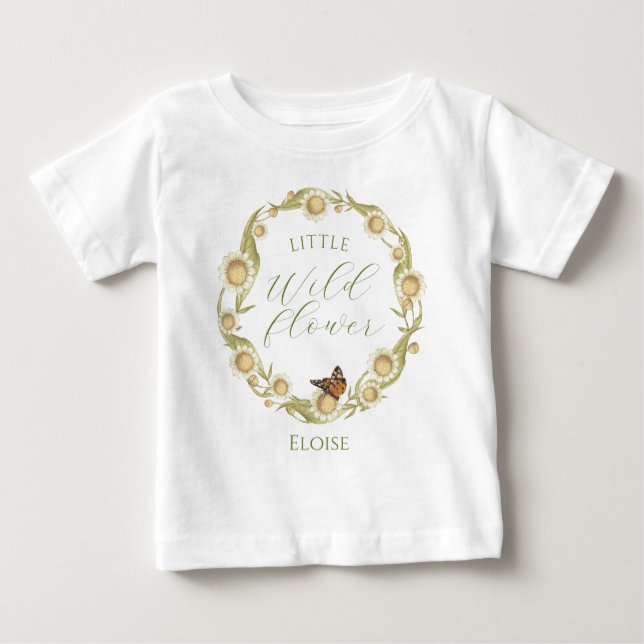 Blommigten Little Wildblomme Daisy T Shirt (Framsida)