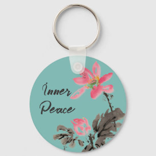 Blommigten Lotus (Inner Peace Positive Quote Water Nyckelring