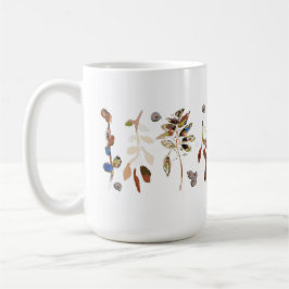 Blommigten Löv Vit Elegant Vattenfärg Kaffemugg