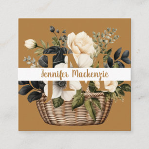 Blommigten Luxury Black and White Guld Fyrkantigt Visitkort