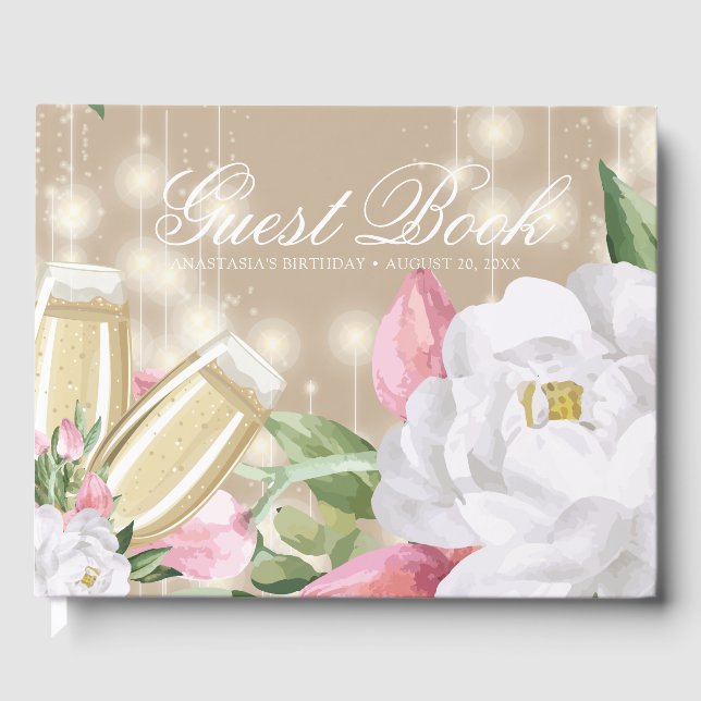 Blommigten Luxury Cream Champagne Gästböcker (Framsida)