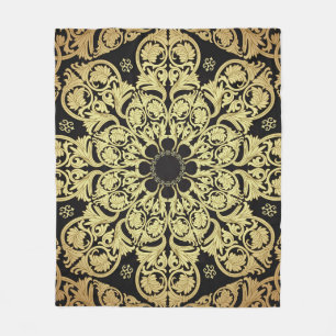 Blommigten Luxury Guld Swirls Fleecefilt