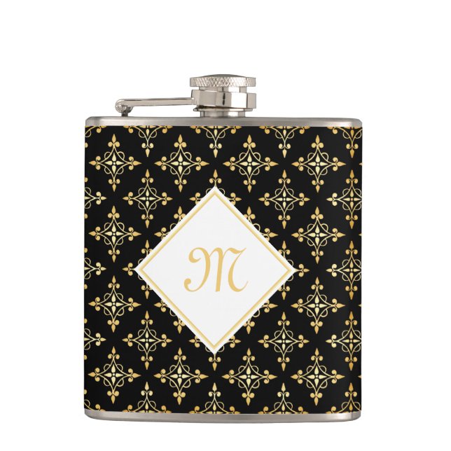 Blommigten Luxury Monogram Black och Guld Quatre Fickplunta (Framsidan)