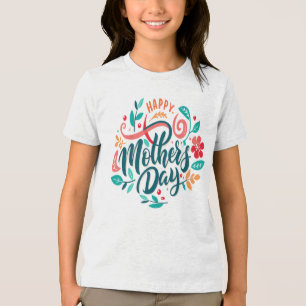 Blommigten Lycklig Mors dag Design-63754-knapp T Shirt