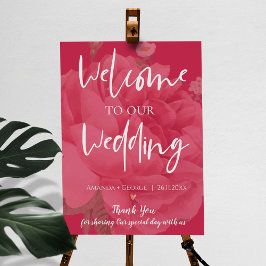 Blommigten Magenta i elegant välkommen till Bröllo Poster