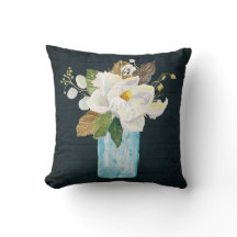 Blommigten Magnolia Rustic Navy Wood Blue Glass Va