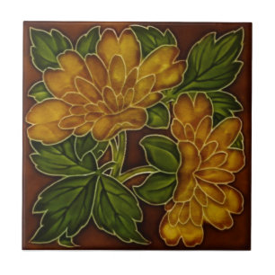 Blommigten Majolica Tile Repro för antikk hösten Kakelplatta