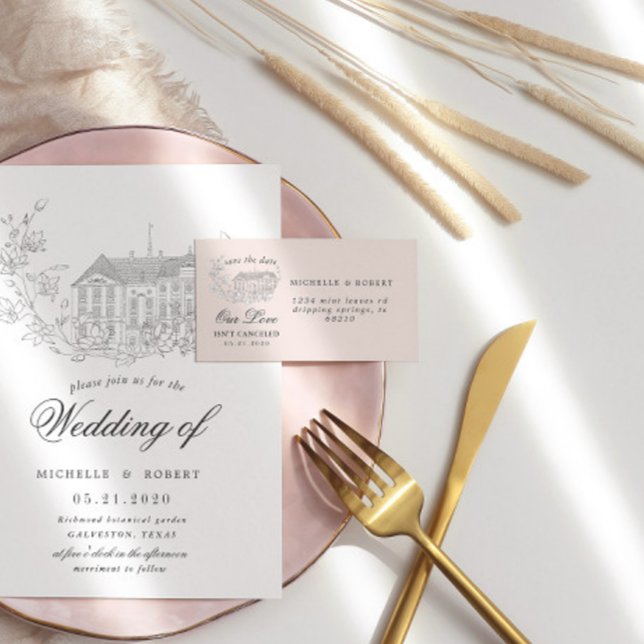 Blommigten Mål för eleganten Spara datum Adressetikett (Skapare uppladdad)