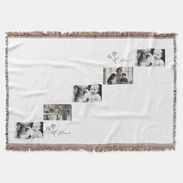 Blommigten Mamma Gift med minimal Elegant Filt (Framsidan)