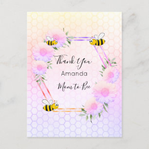 blommigten mamma till Bee Baby rosa tack Vykort