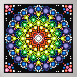 Blommigten Mandala Retro Hippie Dots Poster