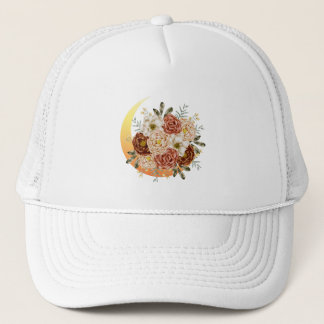 Blommigten måne och blommor keps