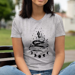 Blommigten Måne Phase Snake Starry Serpents Väg T Shirt
