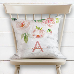  Blommigten Marble Namn Monogram Kudde