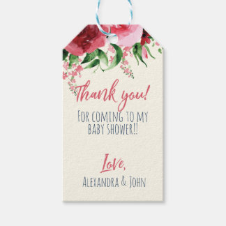 Blommigten Märkre för babyskor Presentetikett