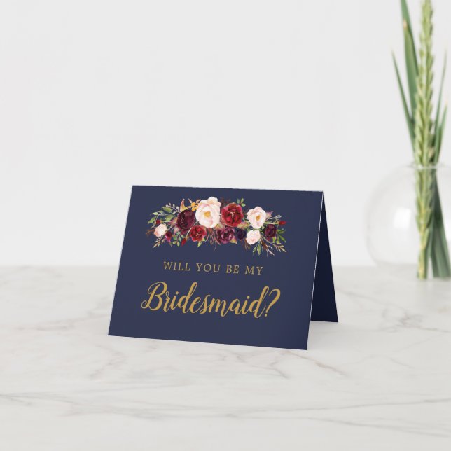 Blommigten Marsala kommer att bli mitt bridesmaid- Inbjudan (Framsida)