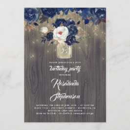 Blommigten Mason Burk Rustic Födelsedagsfest Inbjudningar