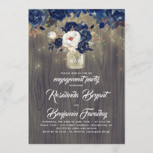 Blommigten Mason Burk Rustic Förlovningsfest Inbjudningar