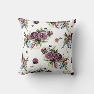 Blommigten Mauve & Olive Modern Watercolor Kudde