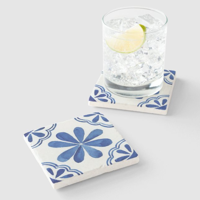 Blommigten Mediterranean Blue & White Italy Mosaic Stenunderlägg (Sidan)