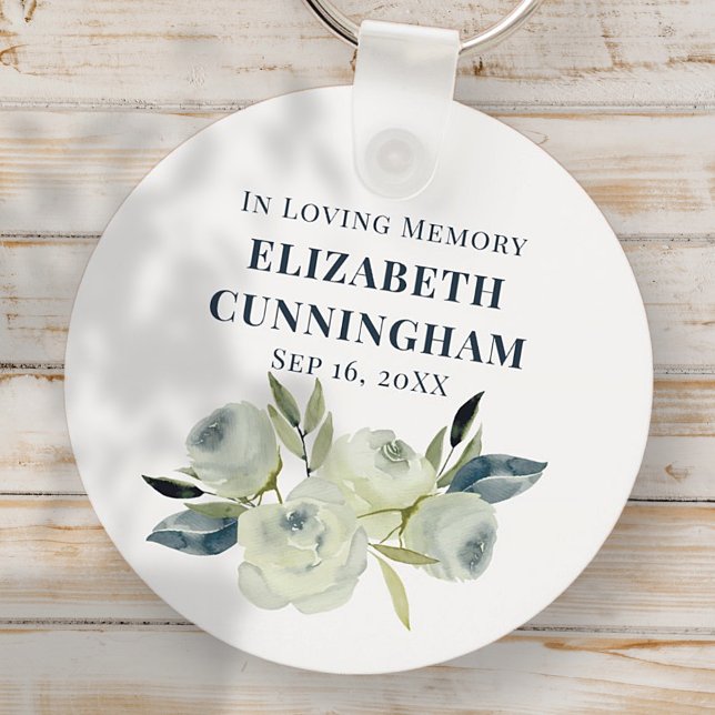 Blommigten Memorial Funeral Modern Watercolor Nyckelring (Skapare uppladdad)