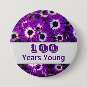 Blommigten Milestone Birthday Lila Flower Photo Knapp