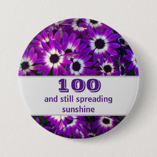 Blommigten Milestone Birthday Lila Flower Photo Knapp