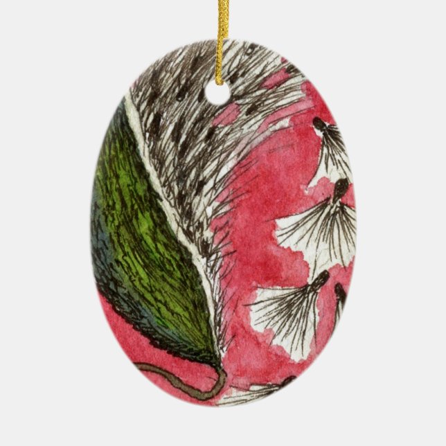 blommigten "Milkweed Pod" Ornament (Framsidan)