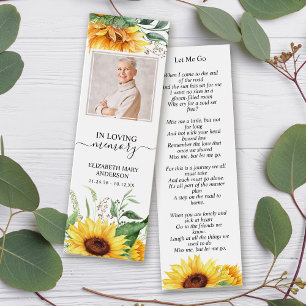 Blommigten Mini Bookmark för Funeral Memorial Sol Litet Visitkort
