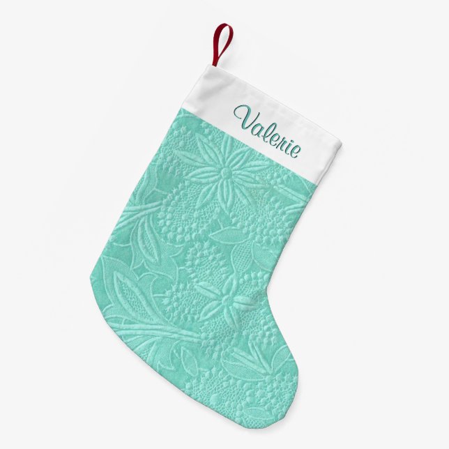 Blommigten Mint Grönt Liten Julstrumpa (Framsidan (Hängande))
