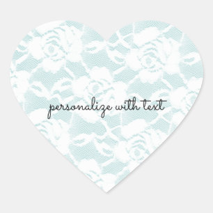 Blommigten Mint och white snöre ro Hjärtformat Klistermärke