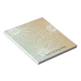 Blommigten Mint Peach White Daisys Anteckningsblock