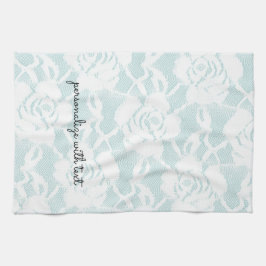 Blommigten Mint White Snöre Ro Kökshandduk