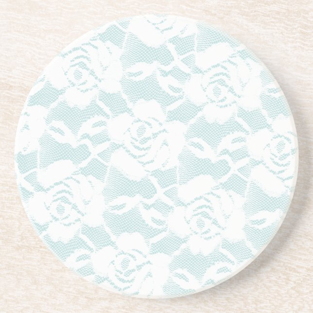 Blommigten Mint White Snöre Ro Underlägg (Framsidan)