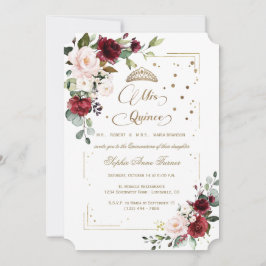 Blommigten Mis Quince Quinceañera i Guld Inbjudningar