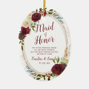 Blommigten Mistletoe Manor till Maid of honor-cita Julgransprydnad Keramik