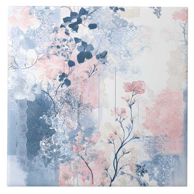 Blommigten Mjuk Vintage Vibes Kakelplatta (Framsidan)