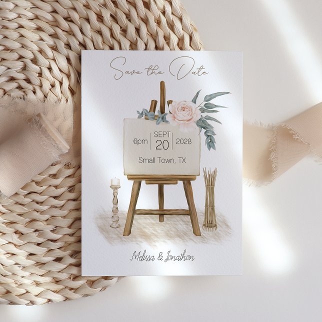 Blommigten Modern Boho Rosa Elegant Spara datum Datumet (Skapare uppladdad)